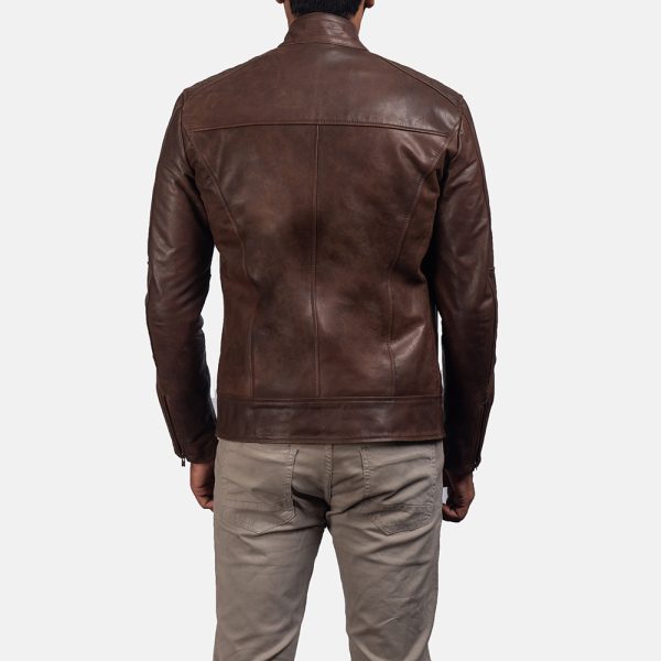 Dean Brown Leather Biker Jacket - Image 5