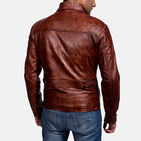 Abstract Maroon Leather Jacket - Image 4