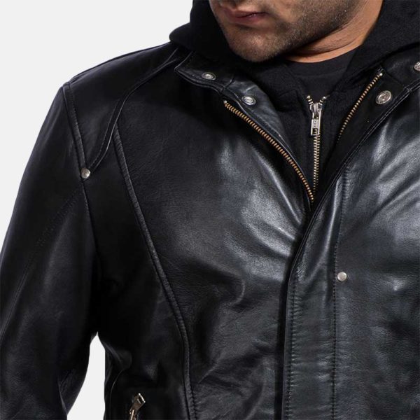 Highschool Black Leather Jacket - Image 4