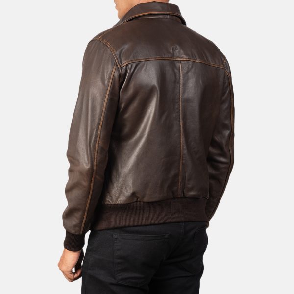 Aaron Brown Leather Bomber Jacket - Image 5