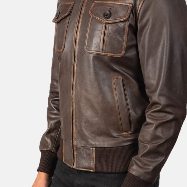 Aaron Brown Leather Bomber Jacket - Image 7