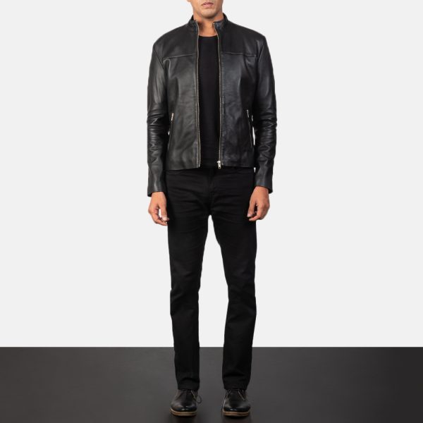 Adornica Black Leather Biker Jacket - Image 2