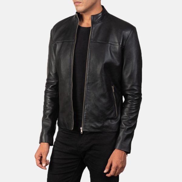 Adornica Black Leather Biker Jacket - Image 4