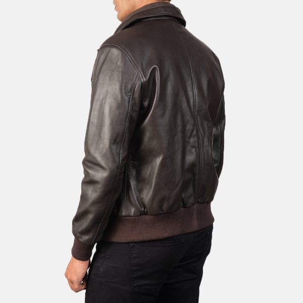 Air Rolf Brown Leather Bomber Jacket - Image 5