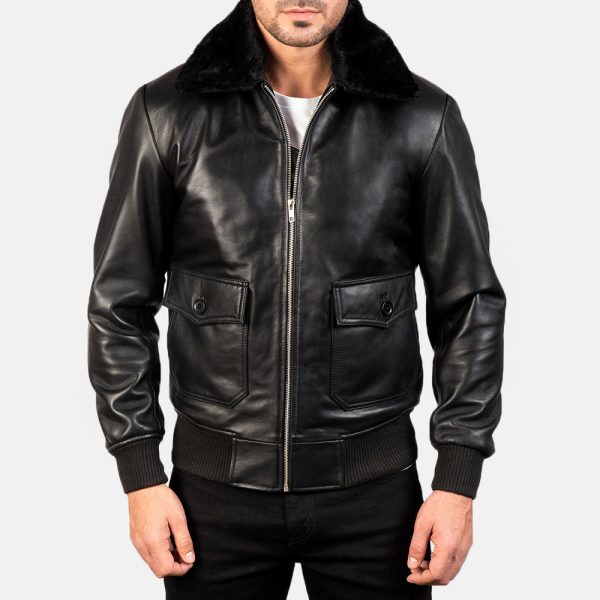 Airin G-1 Black Leather Bomber Jacket - Image 4