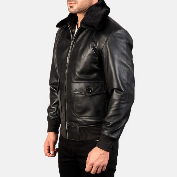 Airin G-1 Black Leather Bomber Jacket - Image 5