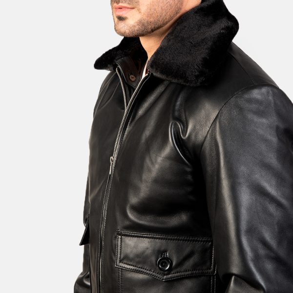 Airin G-1 Black Leather Bomber Jacket - Image 7