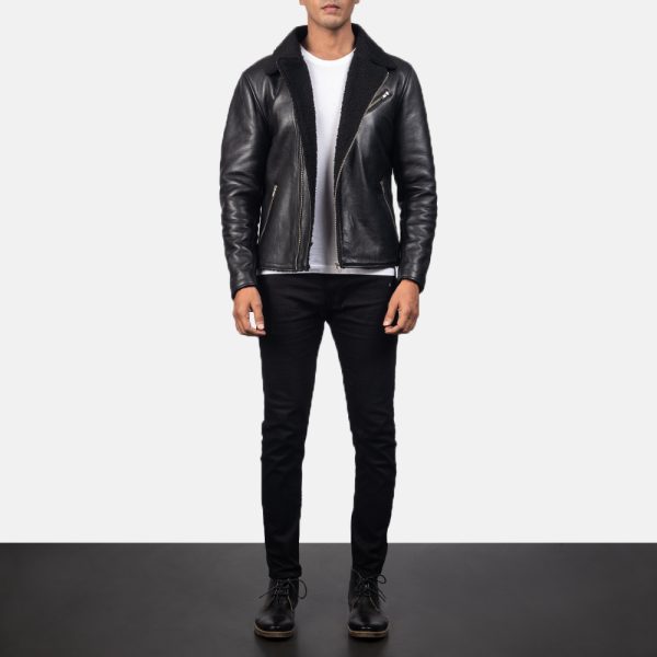 Alberto Shearling Black Leather Jacket - Image 2