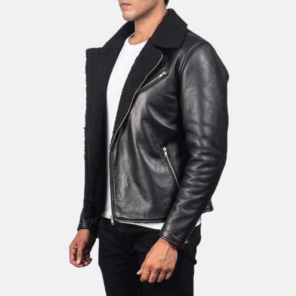 Alberto Shearling Black Leather Jacket - Image 4