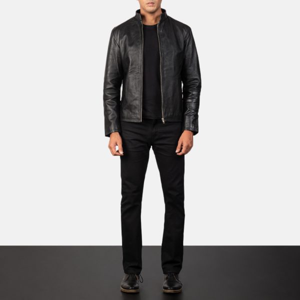 Alex Black Leather Biker Jacket - Image 2