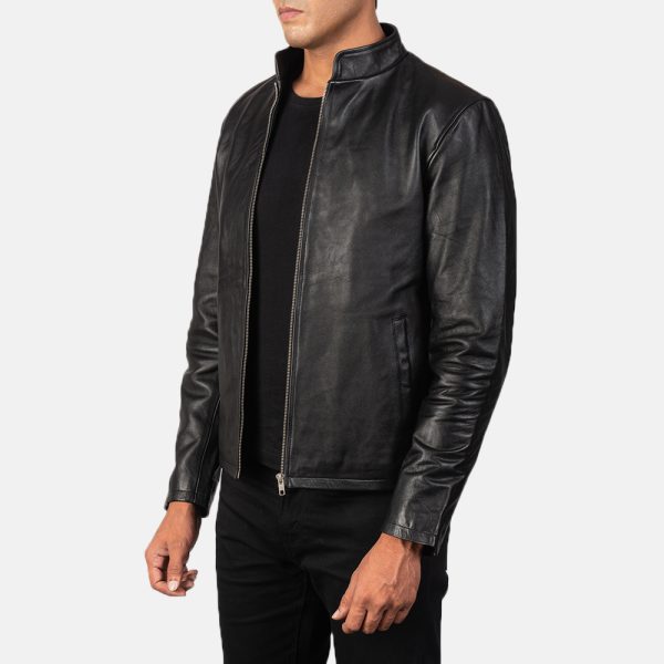 Alex Black Leather Biker Jacket - Image 4