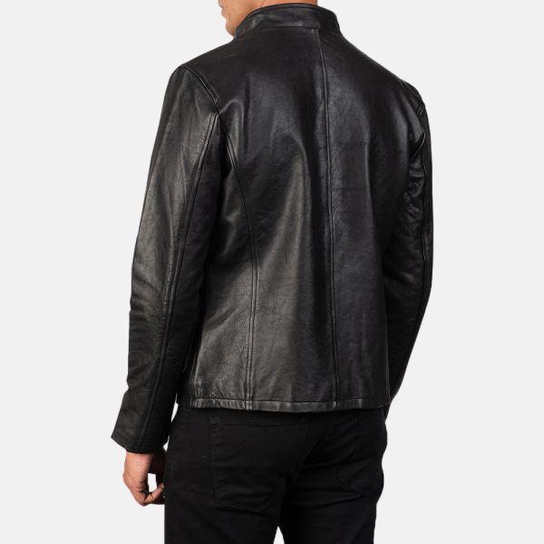 Alex Black Leather Biker Jacket - Image 5