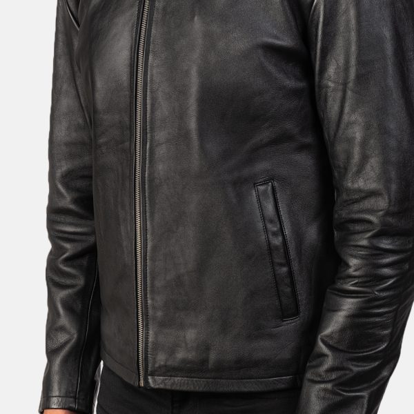 Alex Black Leather Biker Jacket - Image 7