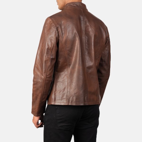 Alex Brown Leather Biker Jacket - Image 5