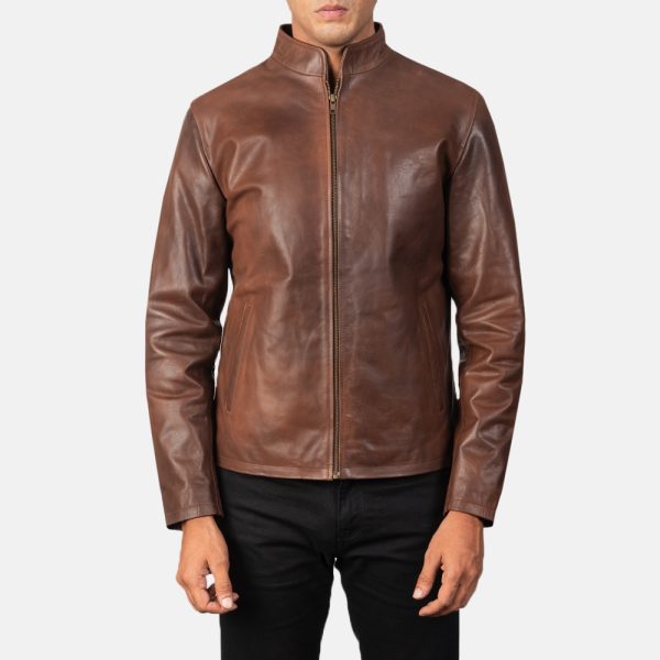 Alex Brown Leather Biker Jacket - Image 6