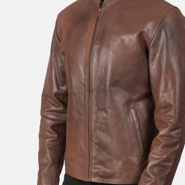 Alex Brown Leather Biker Jacket - Image 7