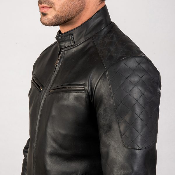 Sven Black Leather Bomber Jacket - Image 5