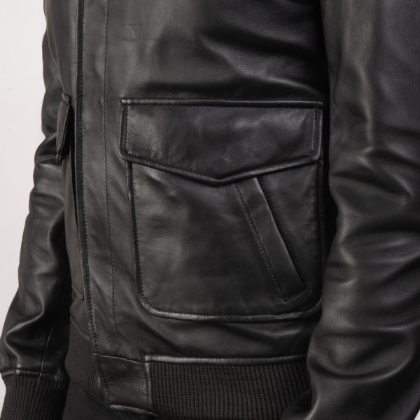 Coffmen Black Leather Bomber Jacket - Image 7