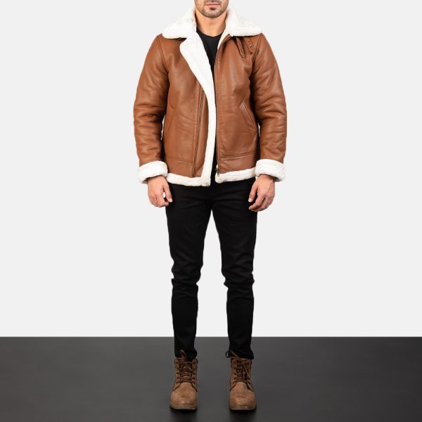 Francis B-3 Brown Leather Bomber Jacket - Image 2