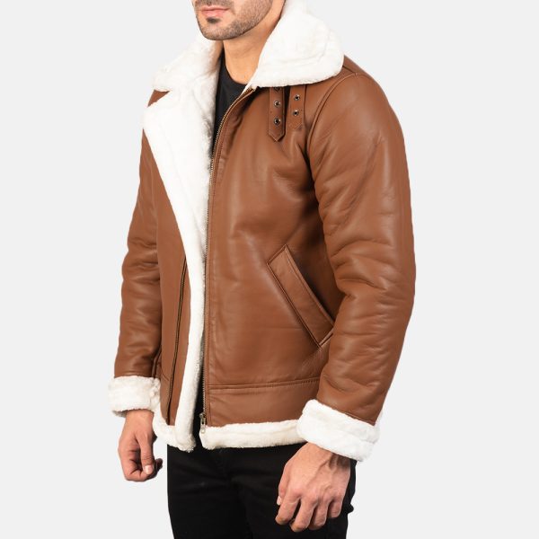 Francis B-3 Brown Leather Bomber Jacket - Image 4