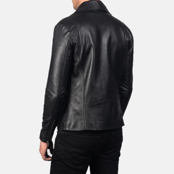 Noah Black Leather Biker Jacket - Image 5