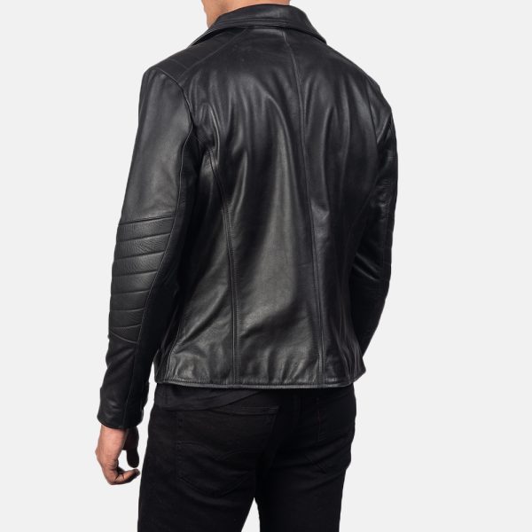 Raiden Black Leather Biker Jacket - Image 5