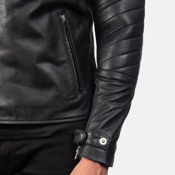 Raiden Black Leather Biker Jacket - Image 7