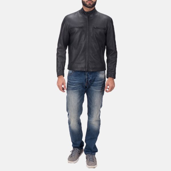 Austere Matte Black Leather Biker Jacket - Image 2