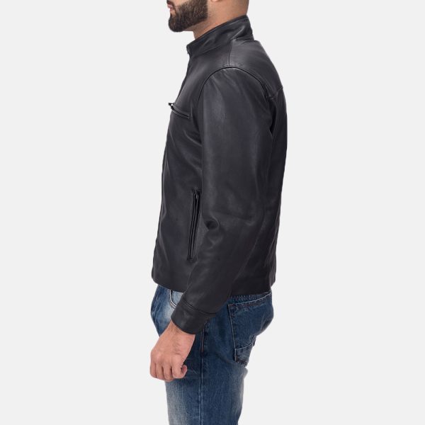 Austere Matte Black Leather Biker Jacket - Image 5