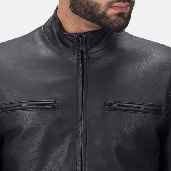 Austere Matte Black Leather Biker Jacket - Image 7