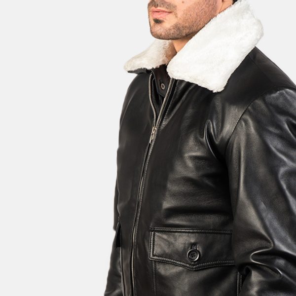 Airin G-1 Black & White Leather Bomber Jacket - Image 4